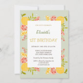 Aquarellfarben Lemons Orange Green Kariert Geburts Einladung (Vorderseite)