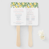 Aquarellfarben Lemons Pink Text Hochzeitsprogramm Fächer (Vorne und Hinten)