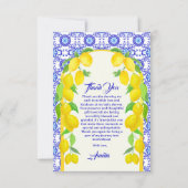 Aquarellfarben Lemons Positano Amalfi Fliesendesig Dankeskarte (Vorderseite)