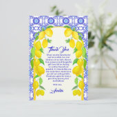 Aquarellfarben Lemons Positano Amalfi Fliesendesig Dankeskarte (Stehend Vorderseite)