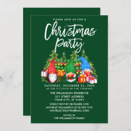 Aquarellfarben Leuchten Weihnachts-Party Grün Einladung