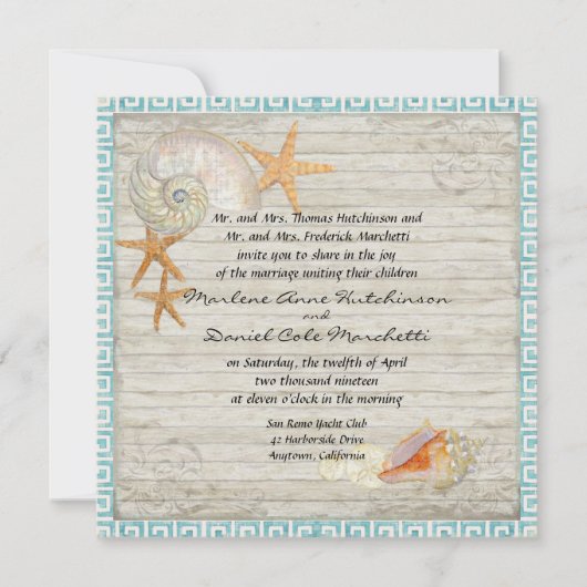 Aquarellfarben Leuchtturm Muscheln Beach Hütte Hoc Einladung (Vorderseite)