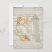 Aquarellfarben Leuchtturm Muscheln Beach Hütte Hoc Einladung (Rückseite)