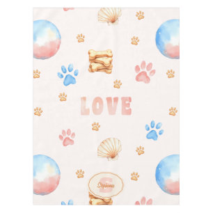 Aquarellfarben-"LIEBE"-Design mit Hundepaw-Drucken Tischdecke