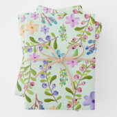 Aquarellfarben, Lila, Blau Kleine Blume Geschenkpapier Set (Beispiel)