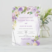 Aquarellfarben lila Blumen Einladung (Stehend Vorderseite)