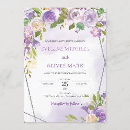 Aquarellfarben lila Blumen Einladung