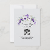 Aquarellfarben lila florale QR-Code Graue Hochzeit Einladung (Rückseite)