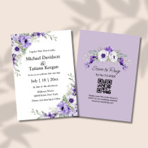 Aquarellfarben lila florale qr Code uAwg Hochzeit