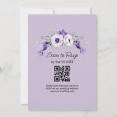 Aquarellfarben lila florale qr Code uAwg Hochzeit Einladung (Rückseite)