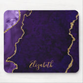 Aquarellfarben Lila Goldmarmor Agate Geode Mousepad (Vorne)
