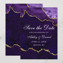 Aquarellfarben Lila Goldmarmor Agate Geode Save The Date