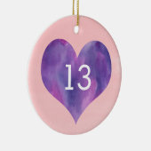 Aquarellfarben Lila Herz 13. Geburtstag Keramik Ornament (Rechts)