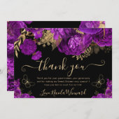 Aquarellfarben Lila und Gold Blume Süß 16 Dankeskarte (Vorne/Hinten)