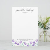 Aquarellfarben Lilac-Blume Personalisierte Schrift Briefpapier (Stehend Vorderseite)