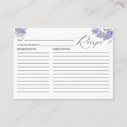 Aquarellfarben Lilac-Blume Rezeptionskarte Begleitkarte (Vorderseite)