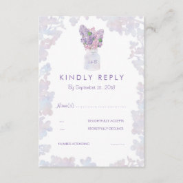 Aquarellfarben Lilacs Elegante Wedding RSVP Card Karte