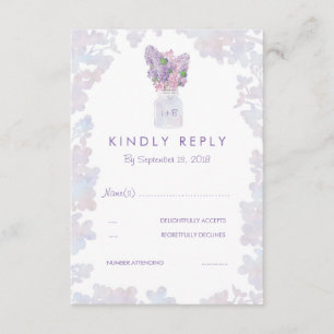 Aquarellfarben Lilacs Elegante Wedding RSVP Card Karte
