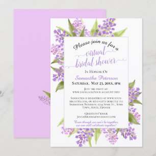 Aquarellfarben Lilacs Virtual Brautparty Einladung