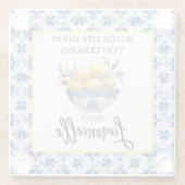 Aquarellfarben Limoncello Glasuntersetzer (Rückseite)