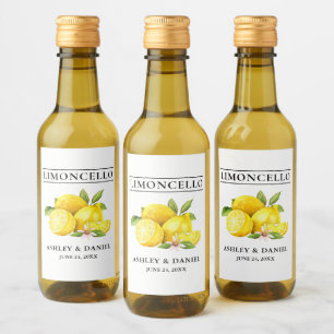 Aquarellfarben Limoncello Mini Flaschen Labels Weinetikett