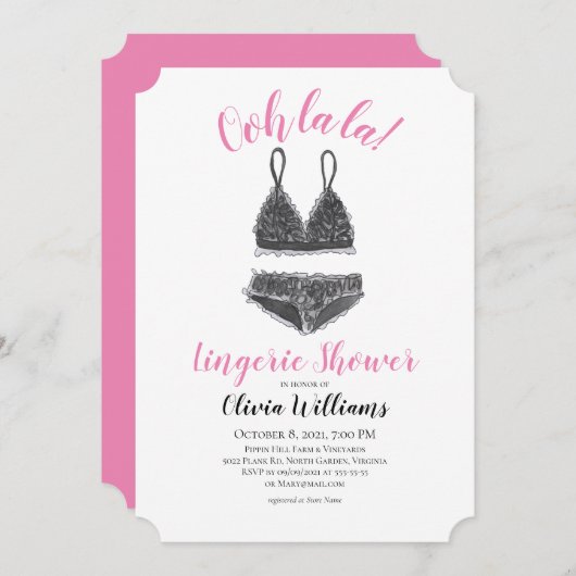 Aquarellfarben Lingerie Dusche Brautparty Einladung (Vorne/Hinten)