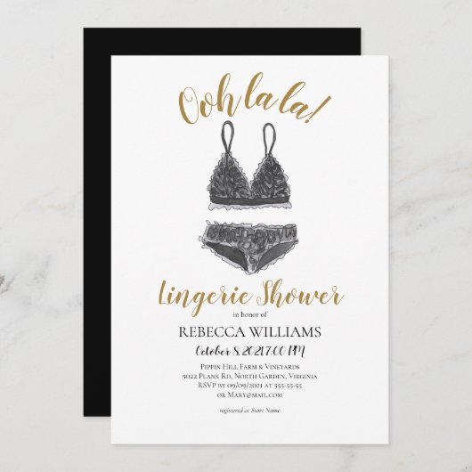 Aquarellfarben Lingerie Dusche Brautparty Einladung (Vorne/Hinten)