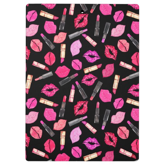 Aquarellfarben-Lipstick-Muster Makeup-Künstler-Cli Klemmbrett (Rückseite)
