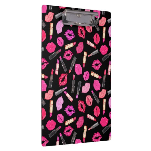 Aquarellfarben-Lipstick-Muster Makeup-Künstler-Cli Klemmbrett (Rechts)