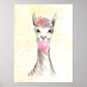 Aquarellfarben Llama Blasblase Texturierte Poster (Vorne)