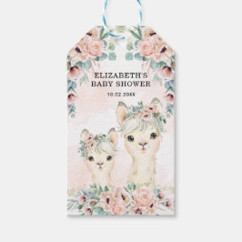 Aquarellfarben Llama Blush Flower Girl Babydusche Geschenkanhänger