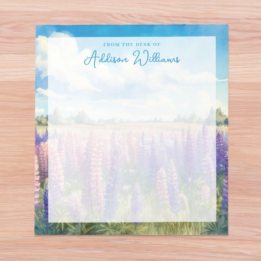 Aquarellfarben Lupine Wildblumen Individuelle Name Notizblock
