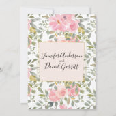 Aquarellfarben Lush Blush Pink Floral Engagement P Einladung (Rückseite)