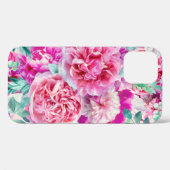 Aquarellfarben Lush Pink Peonies & Green Aquamarin Case-Mate iPhone Hülle (Rückseite (Horizontal))