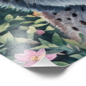 Aquarellfarben Lynx Blumenstrauß Fotodruck (Ecke)