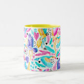 Aquarellfarben-Maccam und Tropischer Dschungel Zweifarbige Tasse (Mittel)