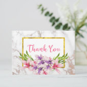 Aquarellfarben Magnolien, Imitate Marmor Vielen Da Dankeskarte (Stehend Vorderseite)