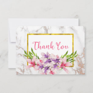 Aquarellfarben Magnolien, Imitate Marmor Vielen Da Dankeskarte