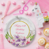 Aquarellfarben Magnolien, Imitate Marmortextur Geb Pappteller (Party)