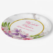 Aquarellfarben Magnolien, Imitate Marmortextur Hoc Pappteller (Schrägansicht)