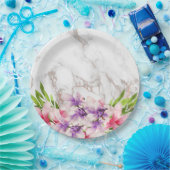 Aquarellfarben Magnolien, Imitate Marmortextur Pappteller (Party)