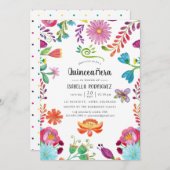 Aquarellfarben mexikanische Fiesta Quinceañara Einladung (Vorne/Hinten)