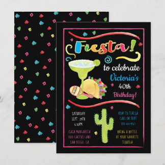 Aquarellfarben mexikanische Fiesta zum Geburtstag  Einladung