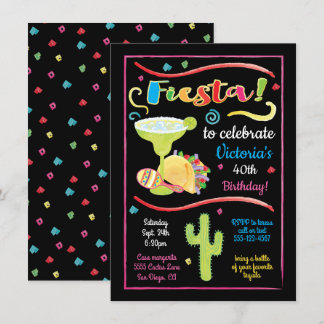Aquarellfarben mexikanische Fiesta zum Geburtstag  Einladung