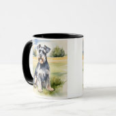 Aquarellfarben Miniatur Schnauzer - Hunde Kunst dr Tasse (Vorderseite Links)
