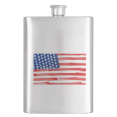 Aquarellfarben mit amerikanischer Flagge Flachmann (Vorderseite)
