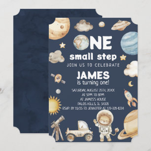 Aquarellfarben mit einem kleinen Schritt Weltraumt Einladung