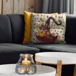 Aquarellfarben mit Hut und Herbstlauben Kissen