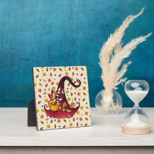 Aquarellfarben mit Hut und Herbstlauben Tabletop Fotoplatte