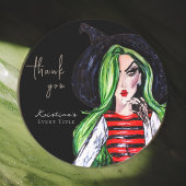 Aquarellfarben-Mode Hexenschwarz Danke Runder Aufkleber